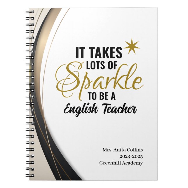 Carnet d'enseignant anglais personnalisé Sparkle (Devant)