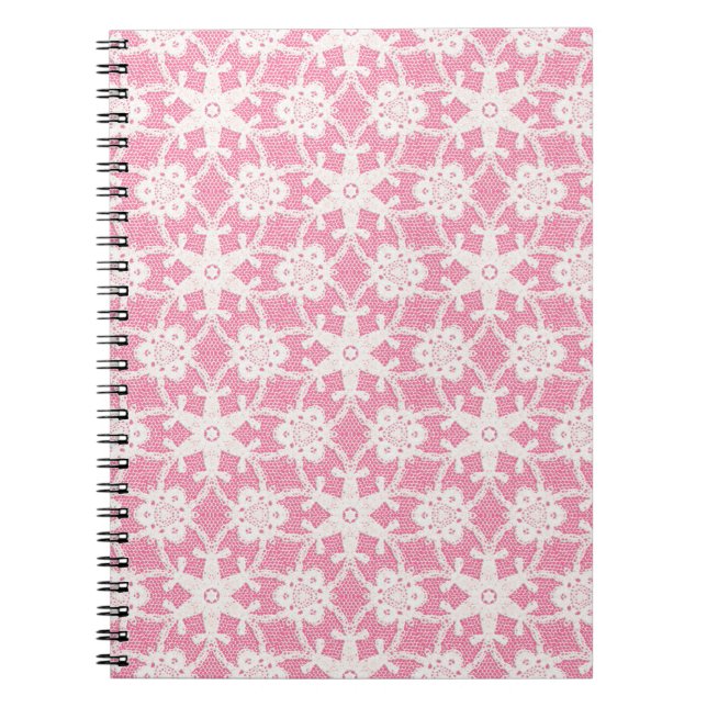 Carnet Dentelle antique - blanc et rose rose (Devant)
