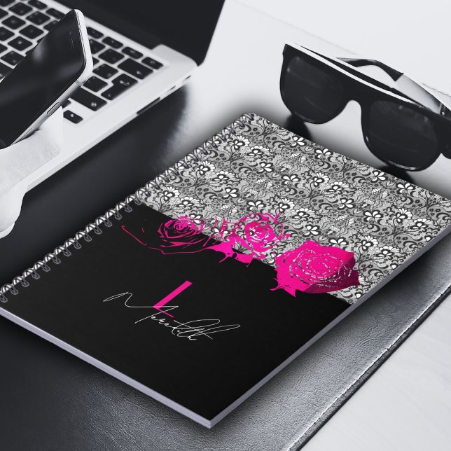 Carnet Dentelle Chic & Roses Personnalisés (Créateur téléchargé)