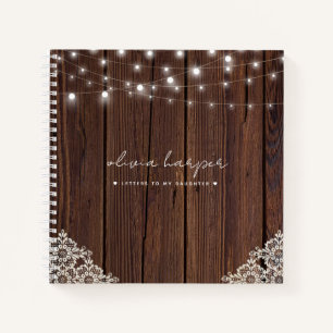 Carnet Dentelle de bois rustique éclaire les lettres à ma