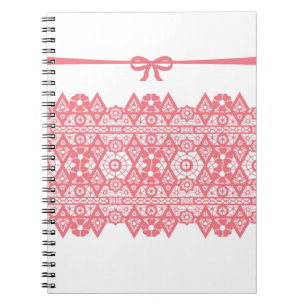 Carnet Dentelle en dentelle rose, élégante et blanche