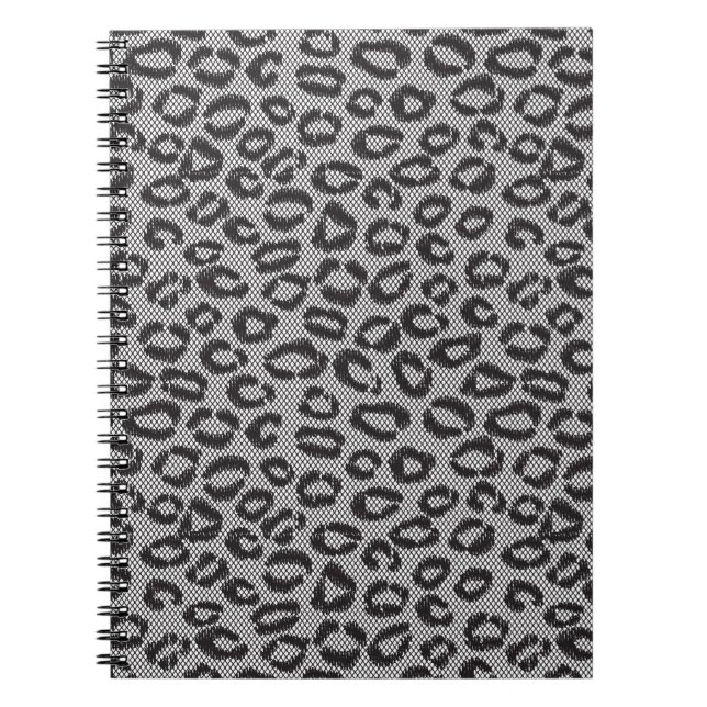 Carnet Dentelle nette noire avec le motif de léopard sur (Devant)