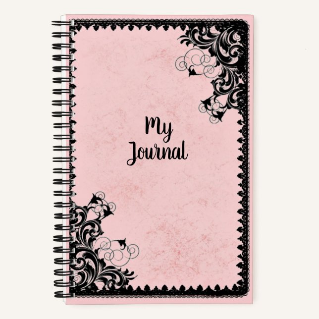 Carnet Dentelle rose et noire Faux Lancy Vintage (Recto)