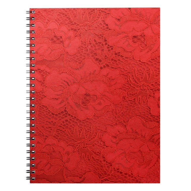 Carnet Dentelle rouge élégante, texture transparente (Devant)