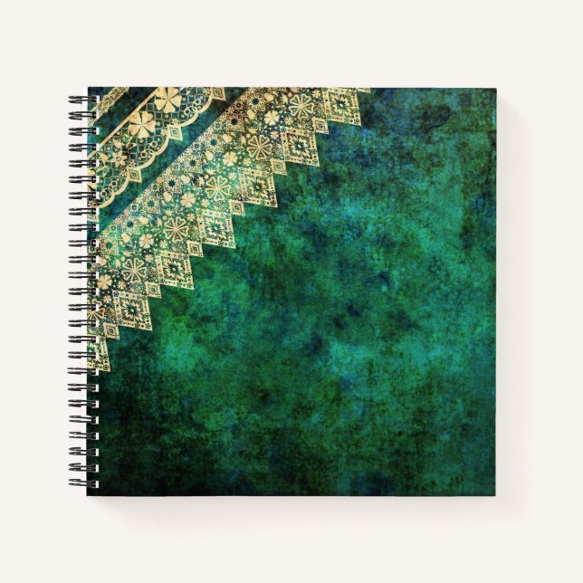 Carnet dentelle verte vintage (Devant)