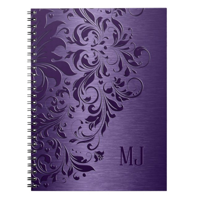 Carnet Dentelle violette en aluminium brossé métallisé vi (Devant)