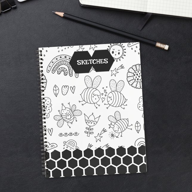 Carnet des abeilles noires motifs (Créateur téléchargé)