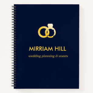 Carnet Des anneaux dorés planificateur de mariage bleu fo