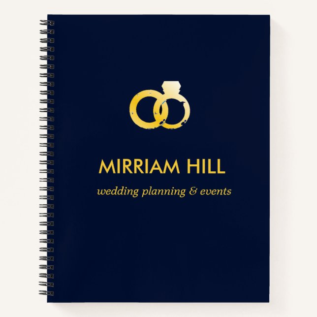 Carnet Des anneaux dorés planificateur de mariage bleu fo (Devant)