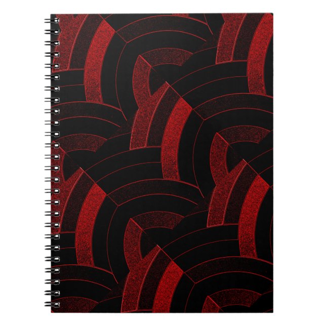 Carnet des chevrons noirs/rouges chic et design (Devant)