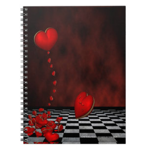 Carnet des Coeurs flottantes rouges
