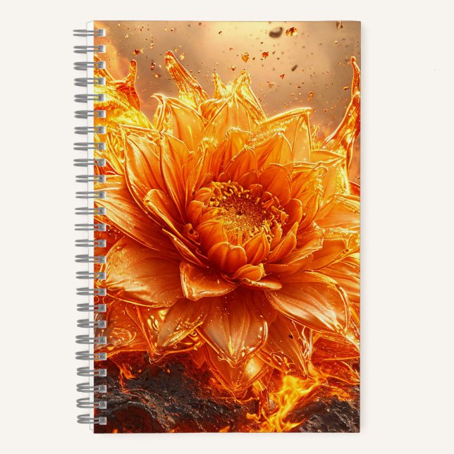 Carnet Des flammes volent autour d'une fleur (Recto)
