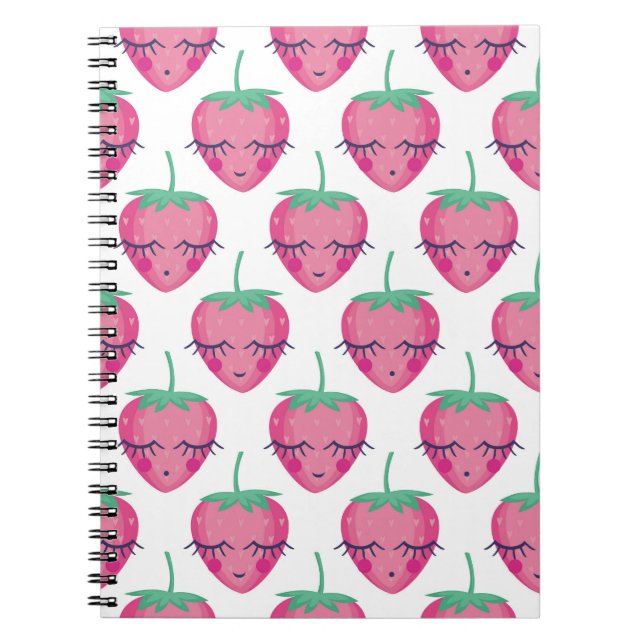 Carnet Des fraises endormies, mignonnes motifs. (Devant)