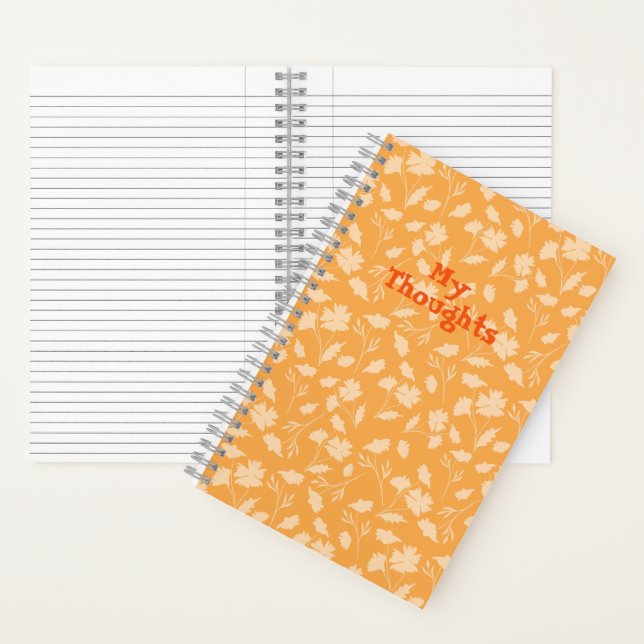Carnet Des motifs floraux doux d'un arrière - plan orange (À l'intérieur)