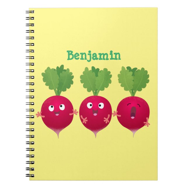 Carnet Des radis mignons chantant des légumes de dessin a (Devant)
