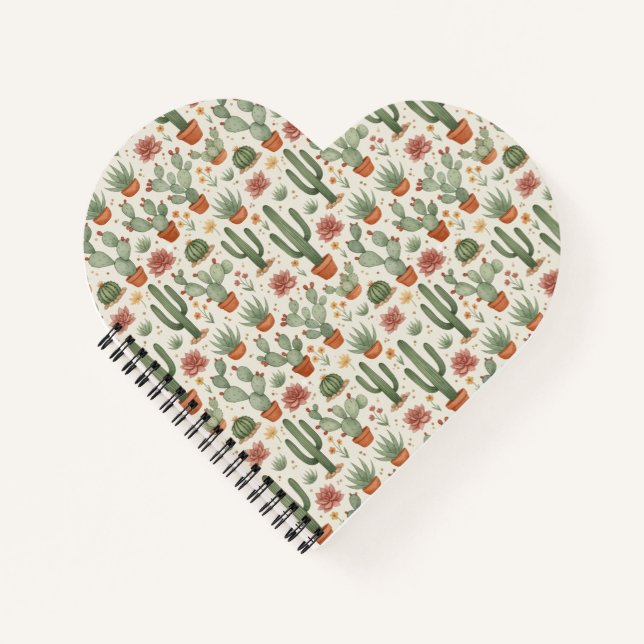 Carnet Desert Cacti Succulent Seamless Pattern (Devant)