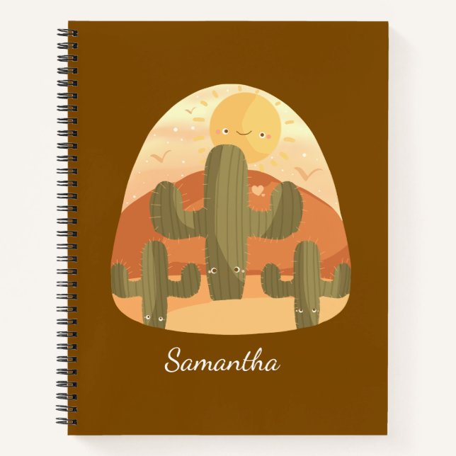 Carnet Désert de cactus avec soleil (Devant)