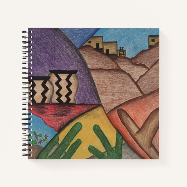 Carnet Desert Southwest Cactus Colorful Folk Art (Devant)