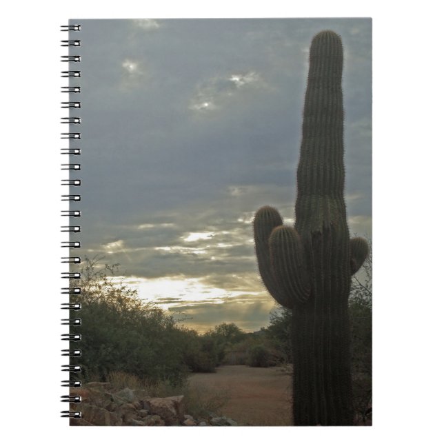 Carnet Desert Sunrise Saguaro Cactus Photo Peaceful (Devant)