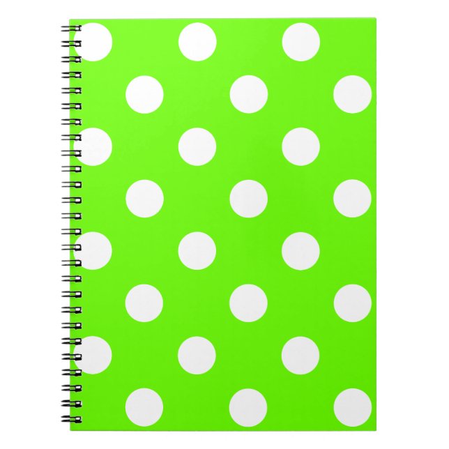 Carnet Design à ongles pois vert citron pour le ressort (Devant)