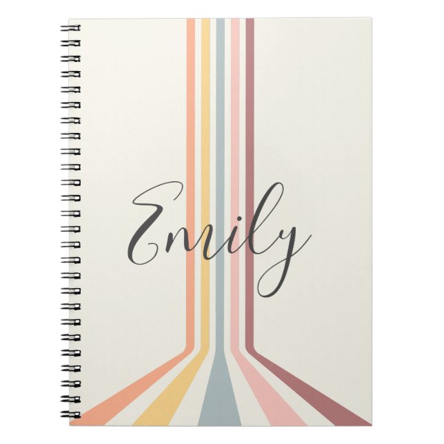 Carnet Design à rayures de style rétro Pastel (Devant)