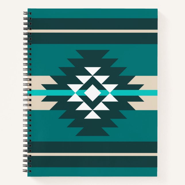 Carnet Design aztèque en couleur turquoise (Devant)