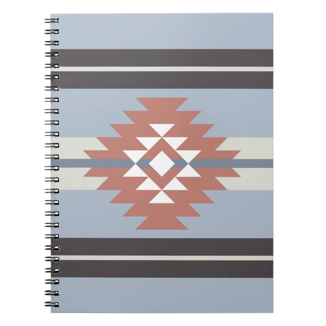 Carnet Design aztèque en rose et bleu (Devant)