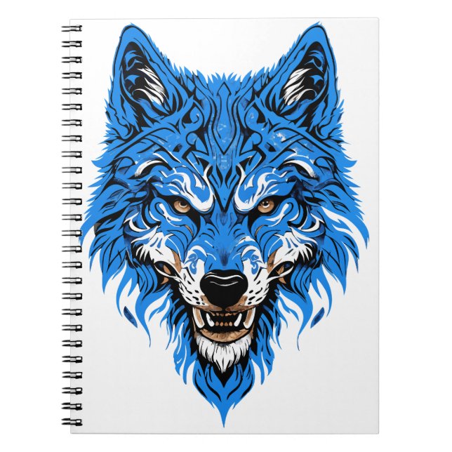 Carnet Design bleu loup et blanc (Devant)