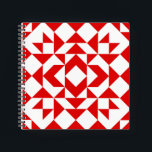 Carnet Design d'art géométrique vintage Red Christmas<br><div class="desc">Vibes festives pour Noël ou toute l'année,  cette courtepointe classique à la grange présente un motif de formes géométriques en rouge et blanc éclatant.</div>