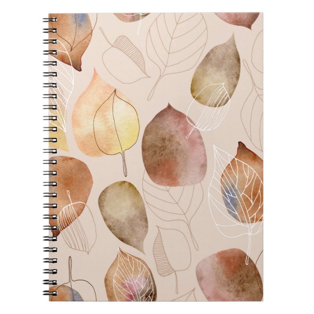 Carnet Design d'automne de feuille d'aquarelle graphique (Devant)