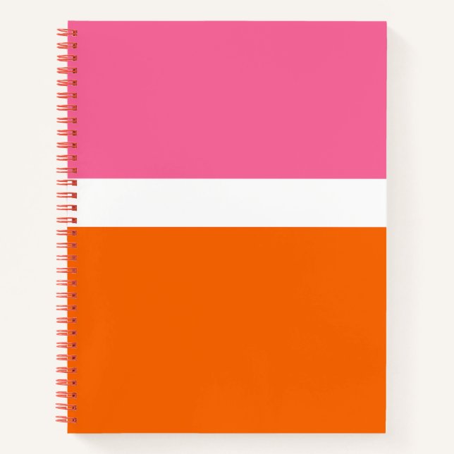 Carnet Design de bloc de couleur rose blanc orange clair (Devant)