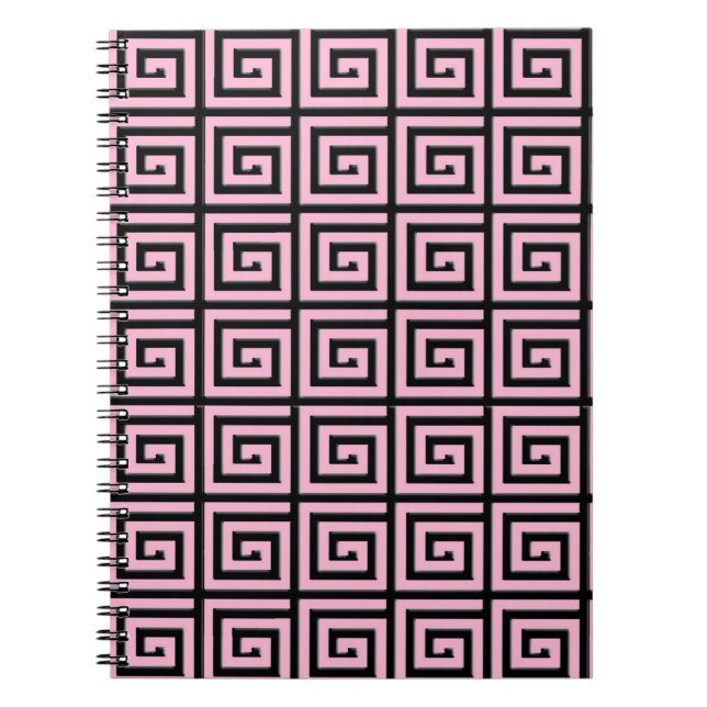 Carnet Design de clé grecque - rose et noir (Devant)