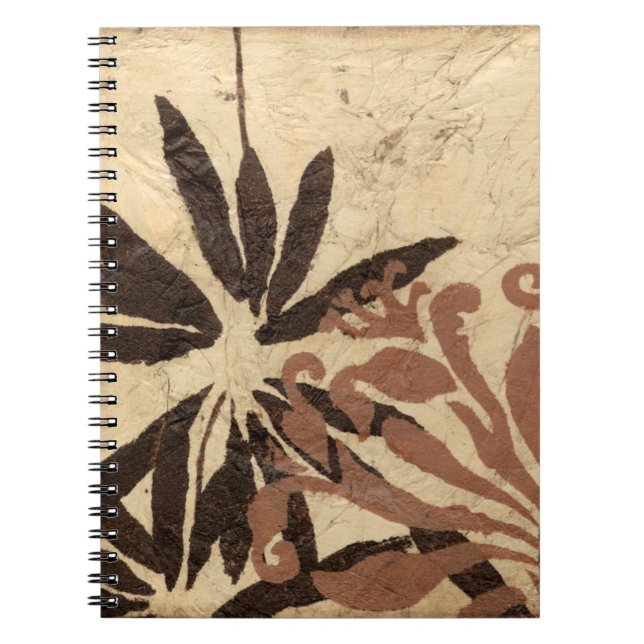Carnet Design de crayon floral avec Feuilles tawny (Devant)