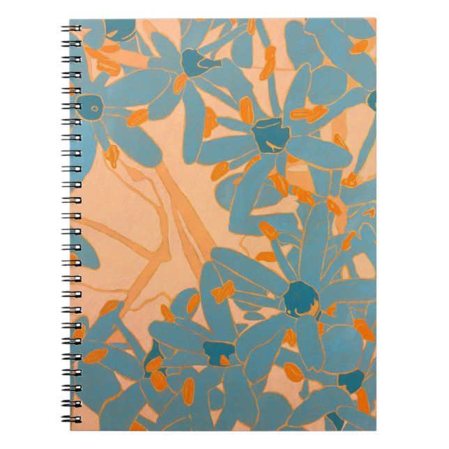 Carnet Design de feuille contemporain pêche (Devant)