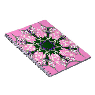 Carnet Design de mode florale noir et rose
