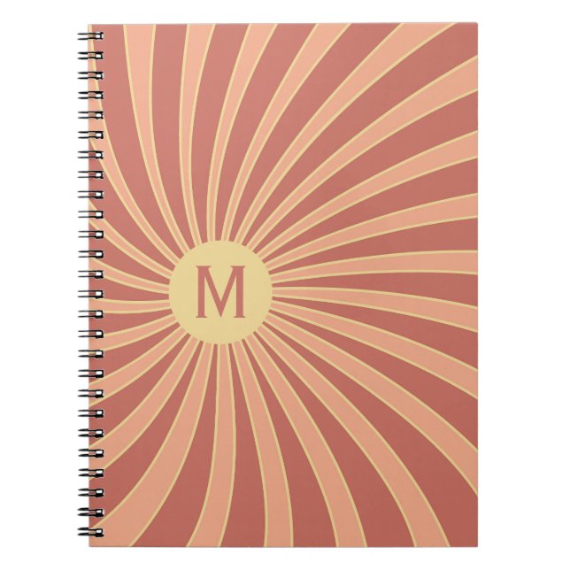 Carnet Design de solarium de style rétro rose et orange (Devant)