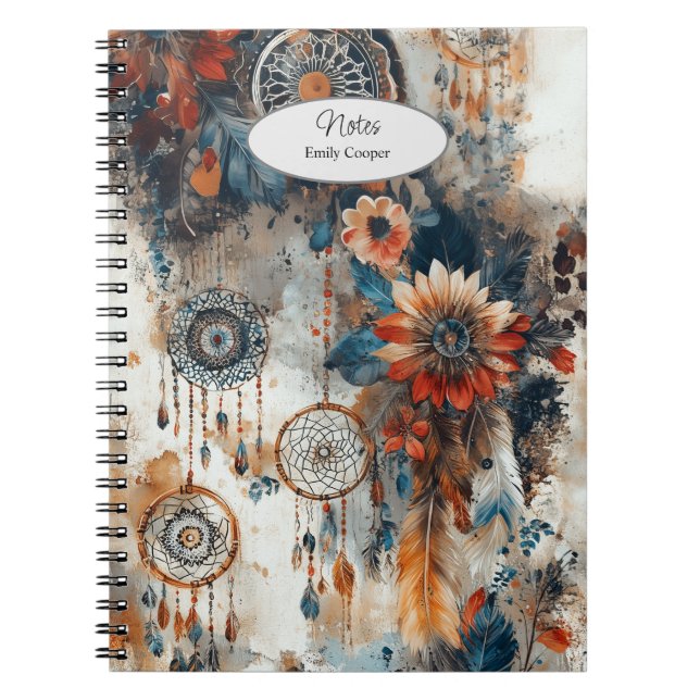 Carnet Design de style Boho avec catchers de rêve (Devant)