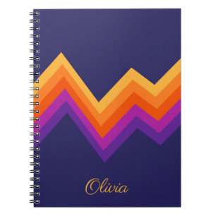 Carnet Design de zigzag rouge, orange et jaune rétro