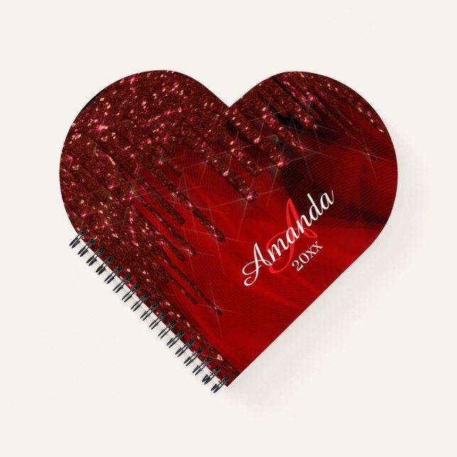 Carnet Design élégant rouge scintillant (Devant)