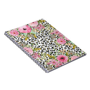 Carnet Design Empreinte de léopard et floral élégant