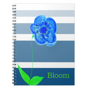 Carnet Design en fleurs bleues
