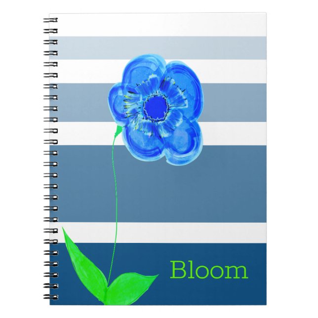 Carnet Design en fleurs bleues (Devant)