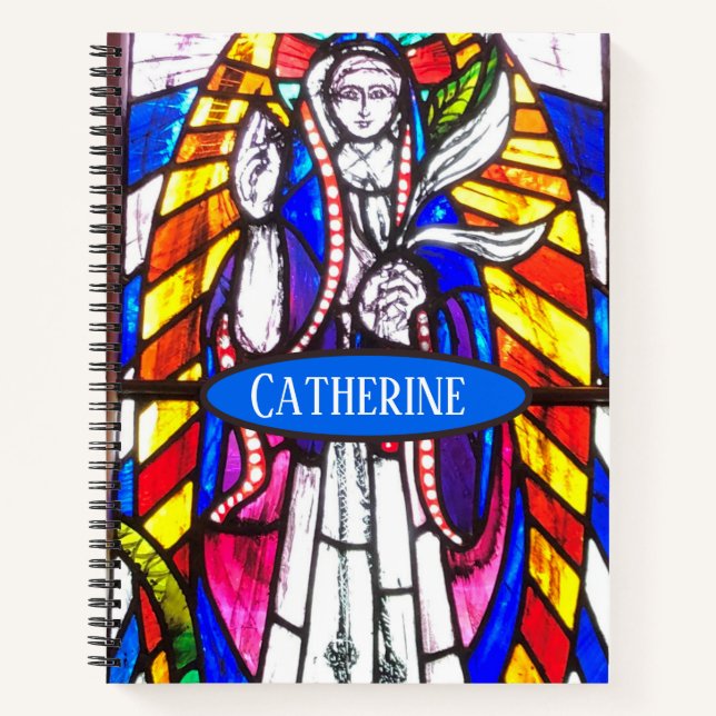 Carnet Design en verre tendu avec la figure religieuse. (Devant)