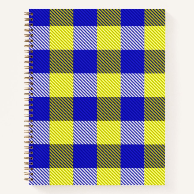 Carnet Design En vichy jaune bleu (Devant)