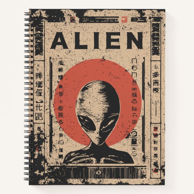 Carnet Design extraterrestre Alien gris classique (Devant)