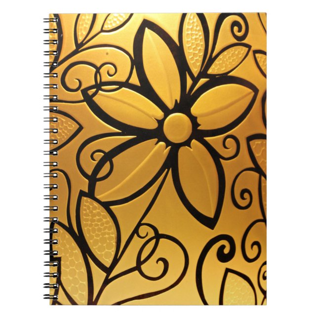 Carnet Design floral jaune doré (Devant)