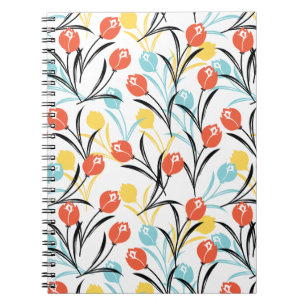 Carnet Design floral Motif de Tulipe en blanc