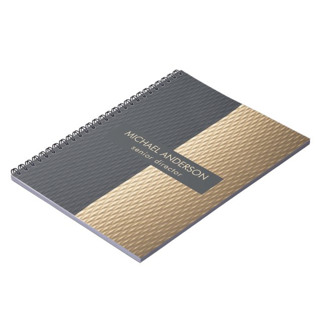 Carnet Design Géométrique Noir et Or Élégant (Côté gauche)