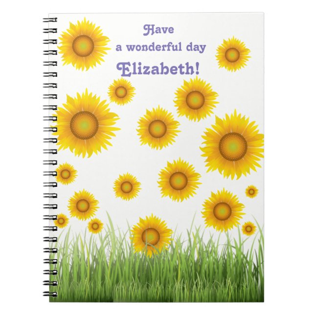 Carnet Design graphique de tournesol brillant et élégant (Devant)