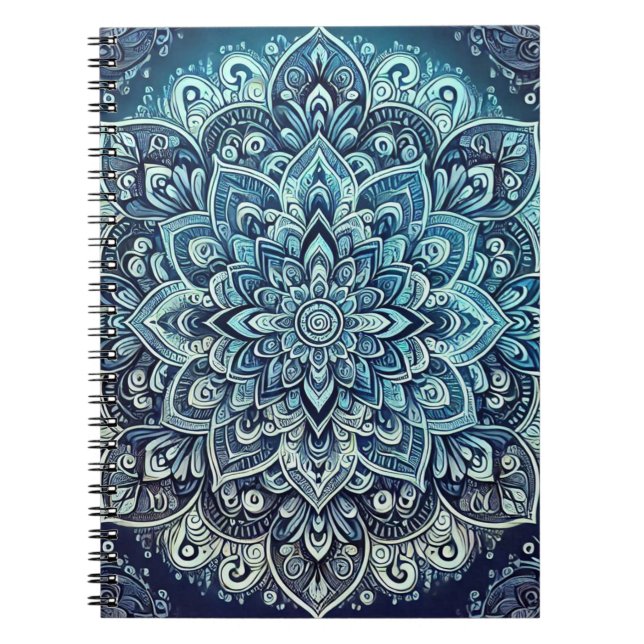 Carnet Design Mandala dégradé bleu (Devant)